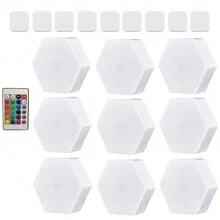 Hexagon LED Lights Wall Panels Battery Powered, 16 Colors And 4 Lighting Modes Hexagonal Wall Light RGB Lights Modular Touch Sensitive Lights With Remote Control For Home Decor, Living Room, Bedroom, Gaming Room, Party, Wall Lights Gift For Kids, Adults