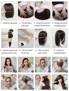 Asterisk Tóc giả dài tự nhiên sóng cho phụ nữ da trắng Tóc giả tổng hợp chịu nhiệt 24 inch - Lanh nâu - Xem 10