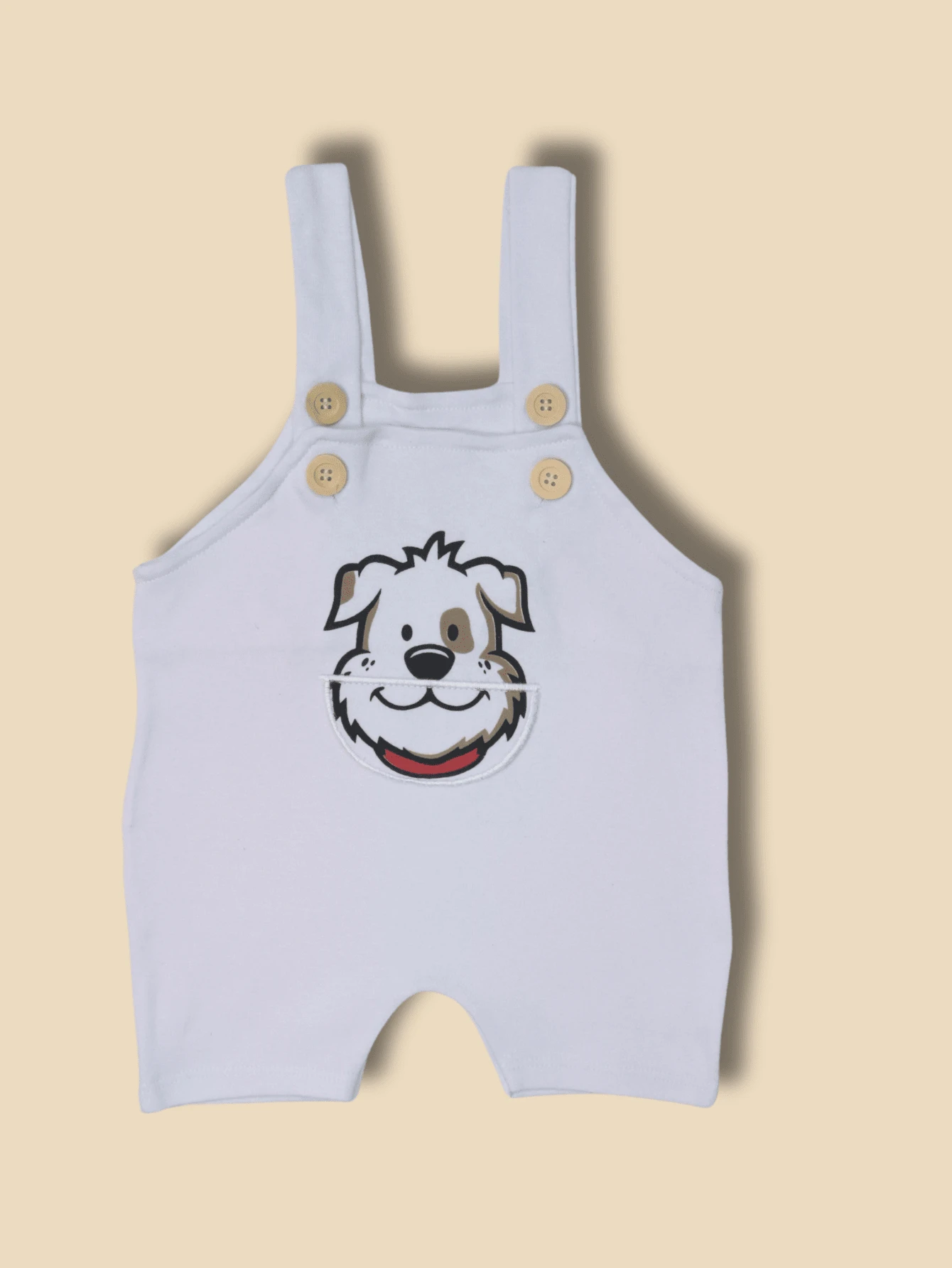BOY Overalls Baby Romper With Animated Print 100% Cotton - White - View 1