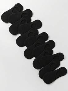 12 双女士袜子透气网眼蕾丝短袜，轻薄舒适防臭休闲日常穿着船袜女士隐形袜 - 黑色 - 查看 2