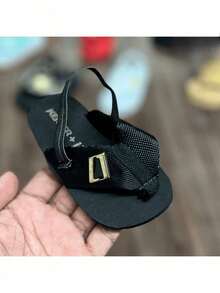 KNR Slide Flip Flops For Boys And Girls With Super Comfortable Elastic - 黑色 - 查看 1