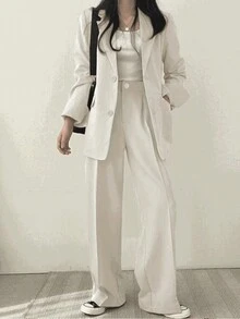 Traje de Alta Moda Casual Slim Fit Light Business para Mujer - Blanco - Ver 5