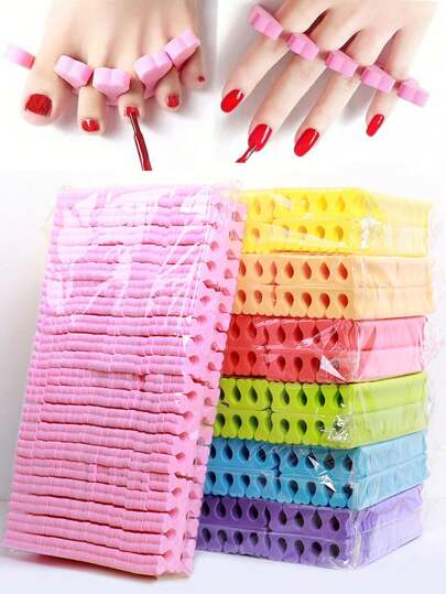 50片装海绵趾甲分离器修脚套装，适用于指甲油 - 高级美甲彩绘抛光工具套装，5种趣味颜色，美甲用品，美甲工具，美甲艺术工具，返校季，美甲，美甲工具（适用于假指甲），修脚工具