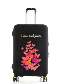 1 Piece, Custom Trolley Case Cover, Unique, Lightweight, Travel, Luggage Dustproof, Elastic, Print, Picture, Thickened, One Piece Custom, Large Capacity, Lightweight, Cute, Fashionable, Personalized, Travel, Travel Essentials, Travel Essentials, Solid Color, Large, Medium, Small, Business Trip - Black - View 5