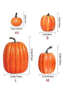 Artificial Pumpkins, Pumpkin Decorations, Halloween Fall Autumn Decor, Fake Pumpkin, For Thanksgiving Table Centerpiece Mantle Kitchen Wedding Friends Giving Party Home Decor Best Gifts Birthday Halloween Decor Room Decor - Orange - View 5
