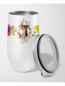 Carolines Treasures CK4196TBL12 12 Oz Black Miniature Pinscher Pink Flowers Stainless Steel Stemless Wine Glass - Hồng - Xem 1