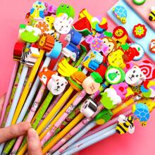 10pcs Random Cartoon Cute Pencil Writing Learning Office Pencil With Eraser Head Exam Special  Learning Stationery Prize
