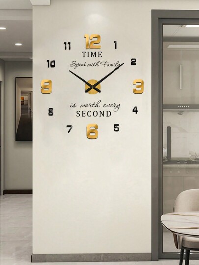 YZOK 1pc Large DIY 3D Frameless Wand Clock, Sticker Klok Kit Home Living Room Bedroom Office ations view 2