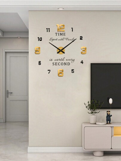 YZOK 1pc Large DIY 3D Frameless Wand Clock, Sticker Klok Kit Home Living Room Bedroom Office ations view 3