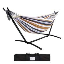 SZHLUX Double Hammock With Stand Included 450lb Capacity Steel Stand, Premium Carry Bag Included And Two Anti Roll Balance Beam