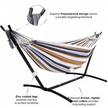 SZHLUX Double Hammock With Stand Included 450lb Capacity Steel Stand, Premium Carry Bag Included And Two Anti Roll Balance Beam