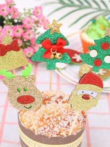 1 件/7 件圣诞纸杯蛋糕装饰、节日蛋糕装饰、家庭派对装饰、圣诞派对用品礼品圣诞装饰圣诞装饰圣诞礼物圣诞派对用品 - 彩色 - 查看 5