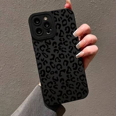 Funda de teléfono compatible con Apple con estampado de guepardo y caparazón de tortuga, con borde recto perforado, estampado de leopardo negro hueco pintado, resistente a caídas, compatible con iPhone, , Redmi 9, Redmi 9A, Redmi 10A, Redmi 10C, Redmi, Redmi Note 9, Redmi Note 10, Redmi Note 11, Redmi Note 12, Redmi 12, Redmi 12C, impermeable, a prueba de golpes y resistente a los arañazos