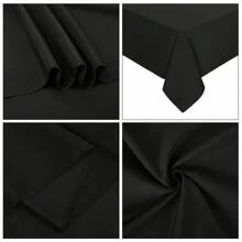 REWOMC 6 Pack Polyester Tablecloth 60 X 102 Inch Polyester Table Cloth For 6 Foot Rectangle Tables, Stain And Wrinkle Resistant Washable Table Cover For Kitchen Wedding Banquet Restaurant Party Multiple Colors,Weddings Graduation Season Outdoor Events Entertain Guests - 黑色 - 查看 9