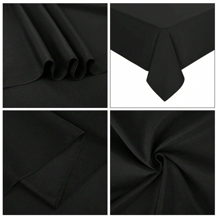 REWOMC 6 Pack Polyester Tablecloth 60 X 102 Inch Polyester Table Cloth For 6 Foot Rectangle Tables, Stain And Wrinkle Resistant Washable Table Cover For Kitchen Wedding Banquet Restaurant Party Multiple Colors,Weddings Graduation Season Outdoor Events Entertain Guests - 黑色 - 查看 9