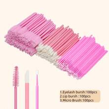 Kit de Pincel, Kit de Suprimentos para Alongamento de Cílios, Espirais Descartáveis para Cílios, Pincéis, Escova de Micros, Pincel de Rímel, Pincéis de Lábios 100/300/450 peças