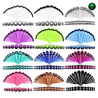 SWANJO 36pcs 14G-00G Acrylic Ear Plugs And Tunnels Ear Gauges Stretching Kits Ear Dilations Piercing Body Jewelry