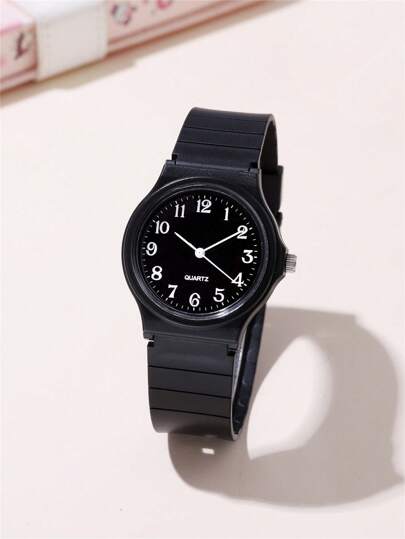 简约数字表盘 PVC 表带石英学生手表
