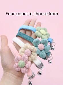 1 chiếc vòng cổ bằng polyester dệt kim hình chuông hoa dễ thương với bốn màu sắc tùy chọn và dây chuyền mèo hoa ba chiều mềm mại và thoải mái có thể điều chỉnh theo nhiều kích cỡ khác nhau để phát hiện vị trí của mèo bất cứ lúc nào - Nhiều màu - Xem 1