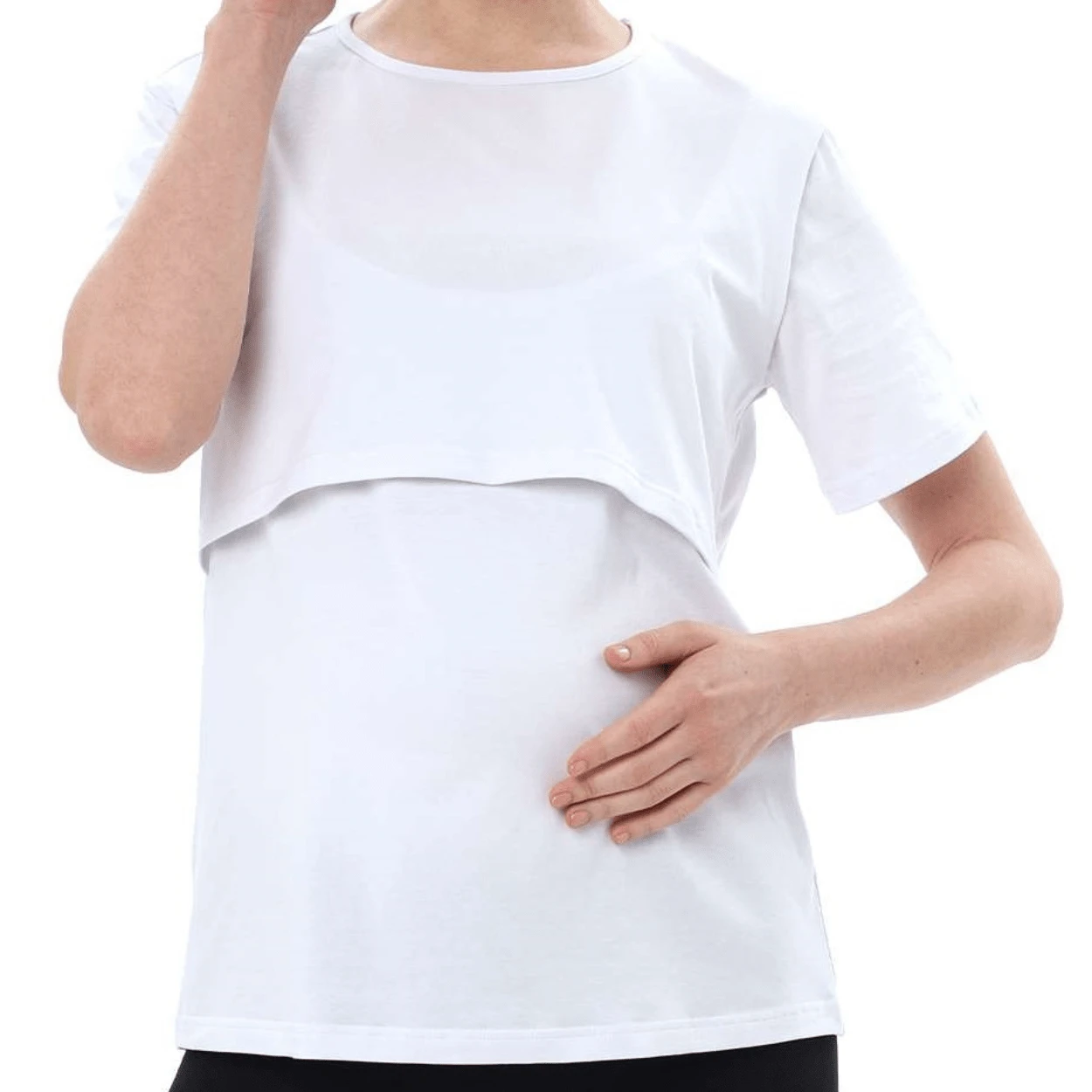 Primaior Women's Plus Size Nursing Shirt Blouse With Front Opening And Wrap - 白色 - 查看 1