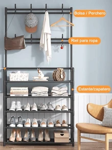 Organizador para ropa zapatos perchero multifuncional ideal para organización de armario closet y almacenamiento de ropa y zapatos para hogar dormitorio - Multicolor - Ver 7