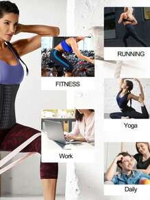 女士腹部脂肪腰部训练器 | 强力腹部控制和腹部塑形 | 产后腹部包裹和桑拿腰带 - 黑色 - 查看 4