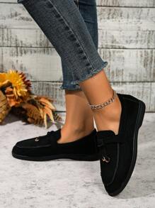 2024 Damskie modne retro wysokiej klasy modne antypoślizgowe odporne na zużycie lekkie wsuwane codzienne płaskie buty, czarne