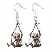 万圣节主题亚克力吊坠耳环套装 - 可爱幽灵派对系列，秋季耳环包括可爱幽灵、南瓜、猫、骷髅和彩色油画幽灵不锈钢耳环重量轻，适合派对佩戴，为朋友赠送万圣节礼物 - 多色 - 查看 15