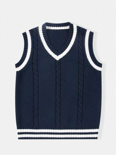男宝宝校服风格针织毛衣背心