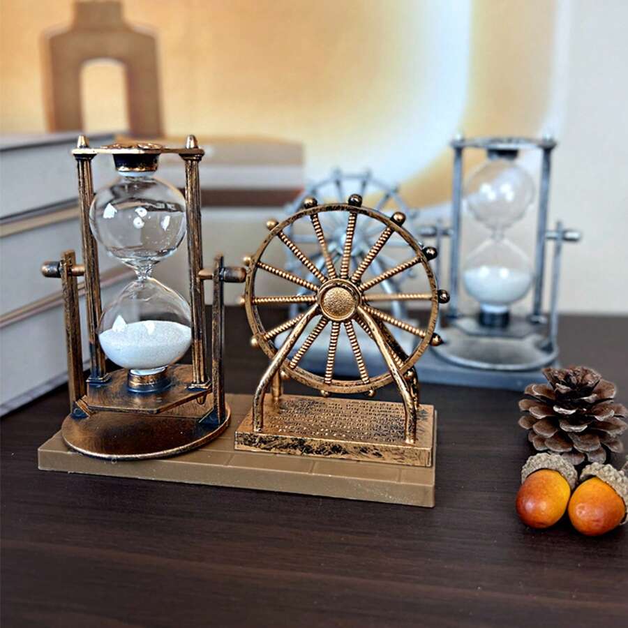 Vintage Ferris Wheel Statue Hourglass Sand Clock Retro Desk Timer Decor For Living Room Bedroom Decor - 彩色 - 查看 1