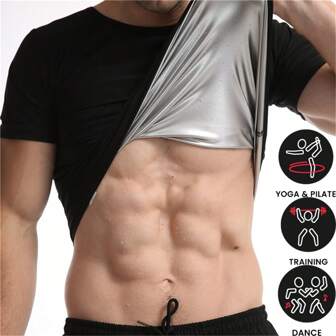 1 pezzo Canotta da compressione sportiva da uomo per sauna da esterno, ideale per restare in forma e alla moda, con elevata elasticità e prevenzione delle allergie. Corsetto modellante per la vita a forma di corpetto sportivo