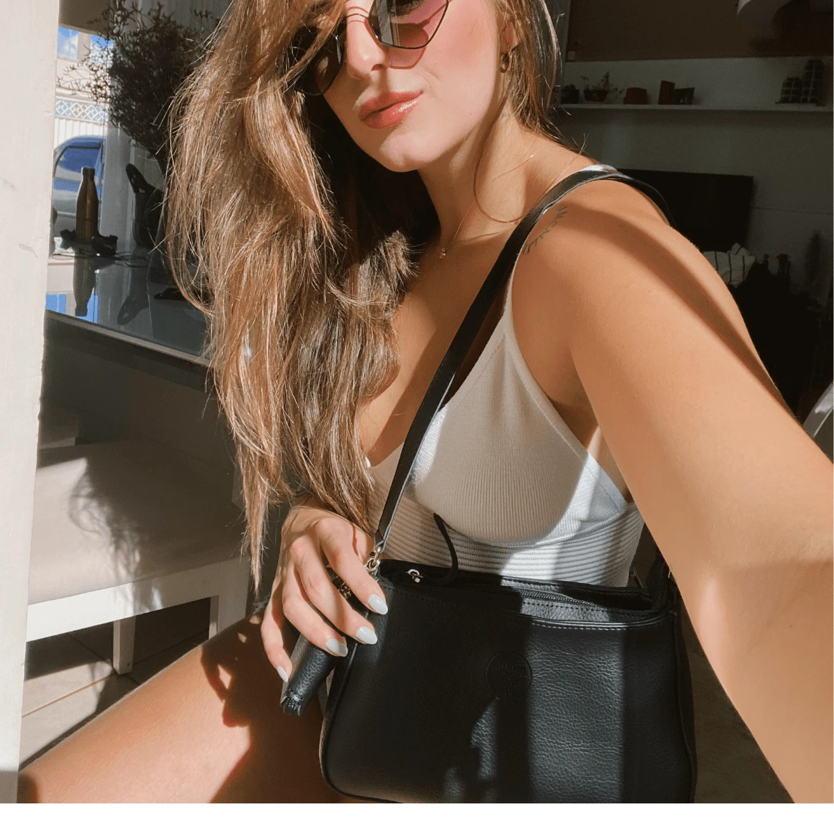 Baguette Shoulder Bag - Coin Purse - 黑色 - 查看 1