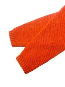 Women's Plus Size V-Neck Daily Letter Loose Knitted Long-Sleeved Pullover Sweater - Orange - View 5