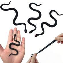 Set de 5 piezas/10 piezas/20 piezas de juguetes de serpiente de goma realista en agua, broma, accesorio DIY - Negro - Ver 5