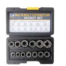 14pcs Damaged Nut Remover, Reverse Thread Socket, Anti-Theft Screw Removal Tool Kit - Black - View 6