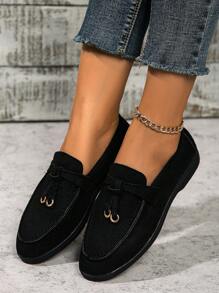 2024 Damskie modne retro wysokiej klasy modne antypoślizgowe odporne na zużycie lekkie wsuwane codzienne płaskie buty, czarne