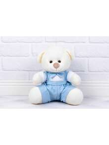 Casal Ursos Tedde 12 Cm Pajem Azul, Daminha Branca - 2 Pçs