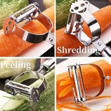 1 cái dụng cụ gọt rau củ 2 trong 1, hình chữ Y với lưỡi dao răng cưa sắc bén bằng thép không gỉ, thích hợp cho rau củ và trái cây, dễ dàng gọt vỏ cả mặt trước và mặt sau, dụng cụ nhà bếp. - Bạc - Xem 9