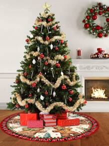 1pc Christmas Tree Skirt, Vintage Gingerbread Man Design, Suitable For Christmas Tree And Table Decor - Multicolor - View 7