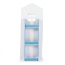 Bookcase 360° Rotating Bookshelf Multifunctional Bookcase Solid Wood 4 Tiers Home Design Corner Bookshelf For Kids Suitable For Living Room And Children's Library - 藍色 - 查看 5