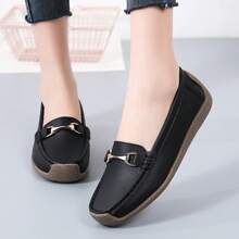 Neue Mokassins für Damen im Herbst und Winter, bequeme flache Lässig Schuhe für Schwangere, Softsohlenschuhe, Große Größen 3,5-10 - Schwarz - Übersicht 1
