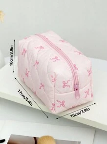 1个可爱粉色蝴蝶结化妆包，大容量，适合女生，可收纳口红、化妆刷、护肤品、手机、零钱、小物件等，居家、旅行、度假、上学皆宜。化妆包/化妆品包/洗漱包/旅行必备/宿舍必备，伴娘礼物，母亲节礼物，可爱风。 - 粉色 - 查看 7