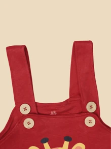 BOY Overalls Baby Romper With Animated Print 100% Cotton - Đỏ - Xem 4