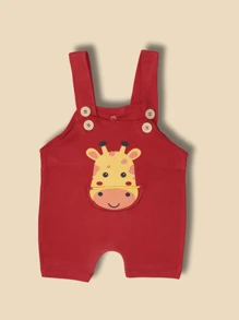 BOY Overalls Baby Romper With Animated Print 100% Cotton - Đỏ - Xem 1