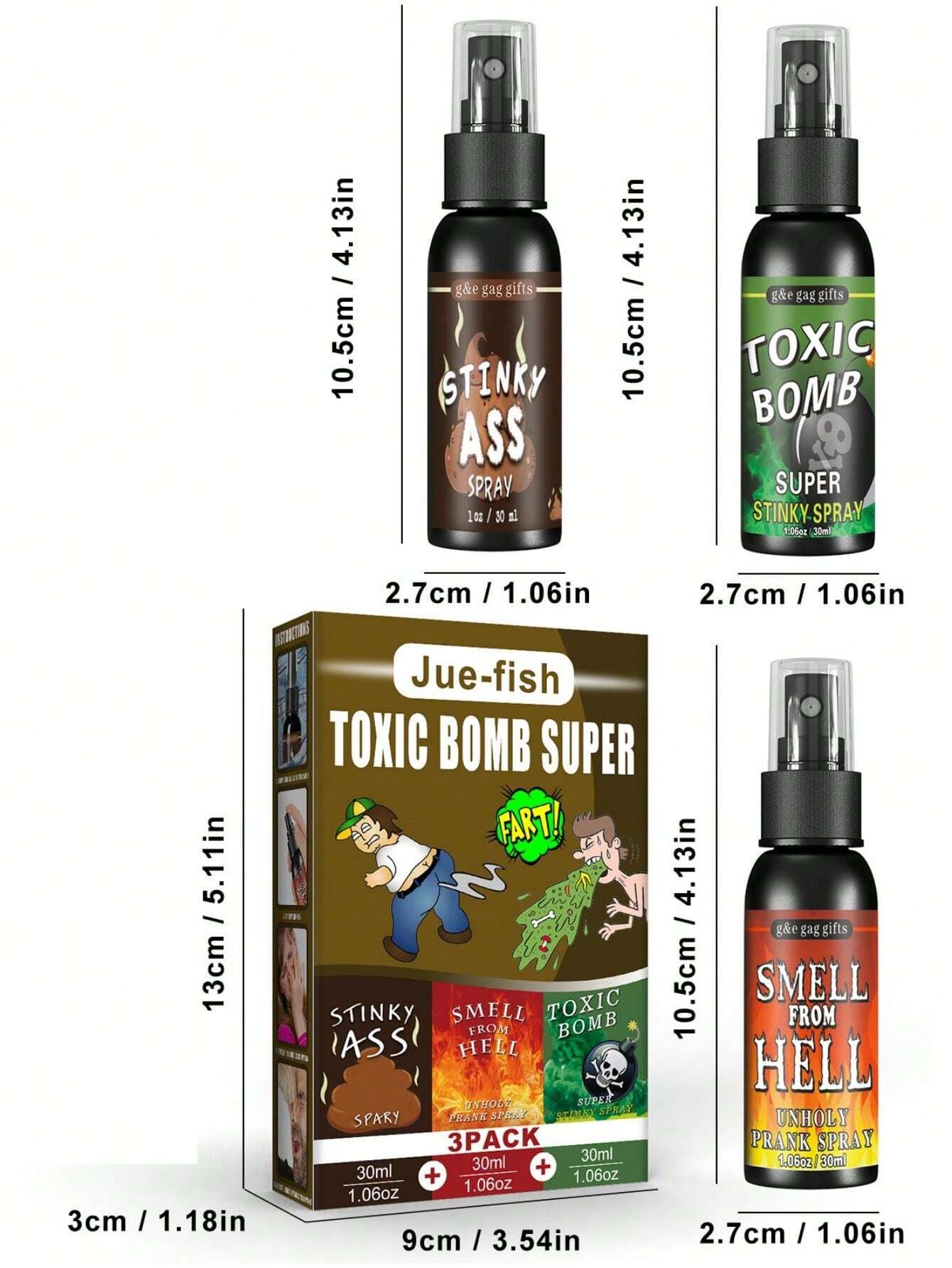 Śmierdzący spray na bąki, cała osoba, zabawka, parodia, śmierdzący ...