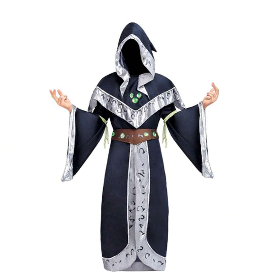 SYNCFUN Mystical Dark Sorcerer Medieval Warlock Glow Arm Strings Halloween Costumes For Men