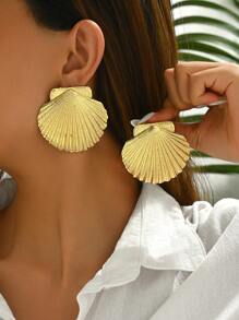 1 Pair Women's Personalized Earrings Shell Flower Earrings Bohemian Textured Wave Earrings