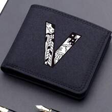 1pc Men's 26 Letters Printing Canvas Short Wallet Initial Name Double Fold Wallet Business Casual Short Wallet With Card Slots Wallet Small Card Case Gifts For Men Wallet Purse Wallet Small Wallet Men Wallet Leather - Black - View 13