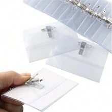 50PCS ID Name Badge Holder Conference Visitor Pass Photo Clip Pin Meeting 9x5.4cm UK , Back To School Gifts - White - View 4