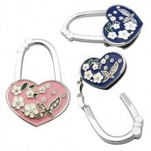 心形可折叠金属包挂架，桌面包挂架，钱包和手提包收纳挂架